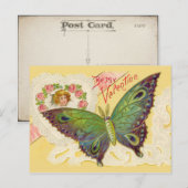 Vintage Briefkaart van de Valentijn van Butterfly  (Voorkant / Achterkant)