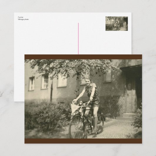 Vintage briefkaart van fietser (Voorkant / Achterkant)