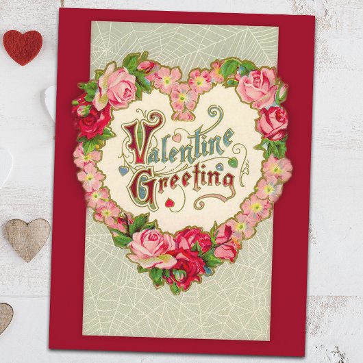 Vintage Briefkaart van Floral Heart Valentijn
