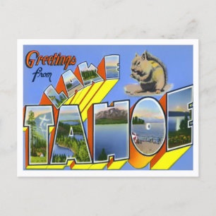 Vintage Briefkaart van het meer van Tahoe