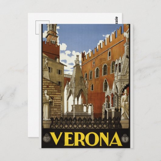 Vintage Briefkaart Verona (Voorkant / Achterkant)