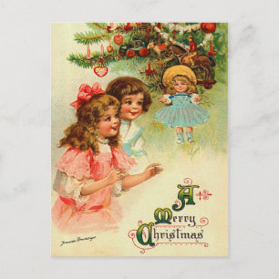 Vintage-Briefkaart voor kerstbomen Feestdagenkaart