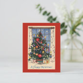 Vintage-Briefkaart voor kerstbomen Feestdagenkaart (Staand voorkant)