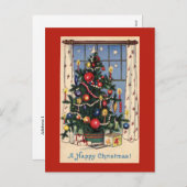 Vintage-Briefkaart voor kerstbomen Feestdagenkaart (Voorkant / Achterkant)