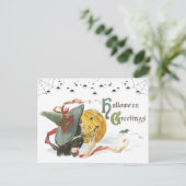 Vintage Briefkaarten voor het begroeten van Hallow (Staand voorkant)