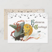 Vintage Briefkaarten voor het begroeten van Hallow (Voorkant / Achterkant)