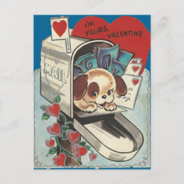 Vintage Brievenbus Van een hond Valentijn Feestdagenkaart