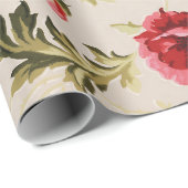 Vintage bright red poppies flower pattern cadeaupapier (Rol Hoek)