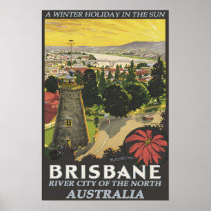 Vintage Brisbane Australië Reisposter Print