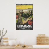 Vintage Brisbane Australië Reisposter Print (Keuken)