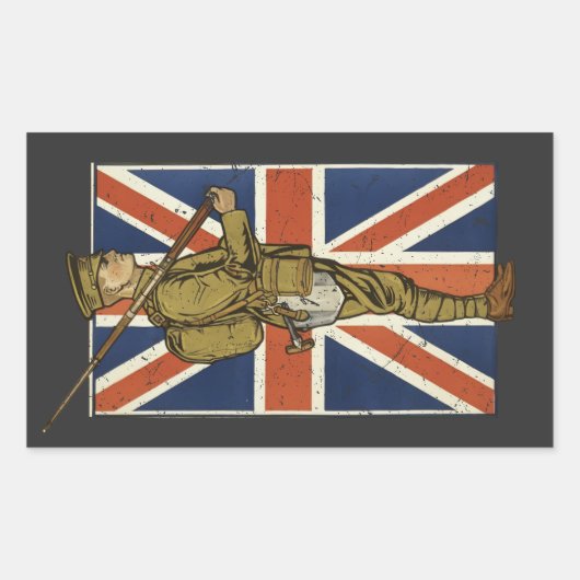 Vintage British Flag Soldier Rechthoekige Sticker (Voorkant)