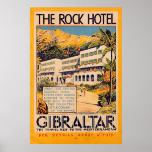 Vintage British The Rock Hotel Travel Poster