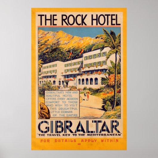 Vintage British The Rock Hotel Travel Poster (Voorkant)