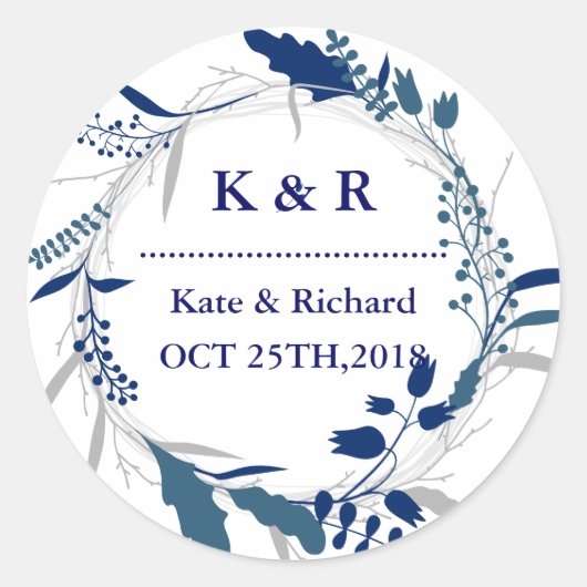 Vintage - britse Floral - weddenschap Ronde Sticker (Voorkant)