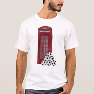 Vintage Britse Rode Telefooncel Voetbal Erfgoed T-shirt