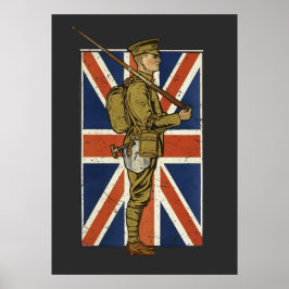 Vintage Britse Vlag Soldaat Poster