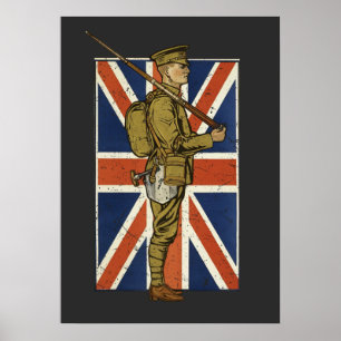 Vintage Britse Vlag Soldaat Poster