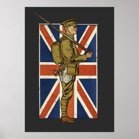 Vintage Britse Vlag Soldaat Poster (Voorkant)
