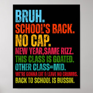 Vintage Bro Back Cap Bro Back Student Leraar Poster