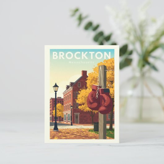 Vintage Brockton Massachusetts Briefkaart (Staand voorkant)