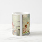 Vintage broers, kinderen, jongens spetterend in ba koffiemok (Center)