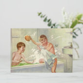Vintage Broers, Kinderen, Jongens Splashing in Tub (Staand voorkant)