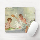 Vintage Broers, Kinderen, Jongens Splashing in Tub Muismat (Met muis)