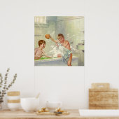 Vintage Broers, Kinderen, Jongens Splashing in Tub Poster (Keuken)