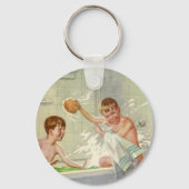 Vintage Broers, Kinderen, Jongens Splashing in Tub Sleutelhanger (Voorkant)