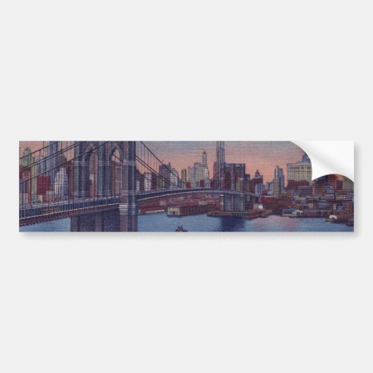 Vintage Brooklyn Bridge Bumpersticker (Voorkant)