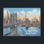 Vintage, Brooklyn Bridge, New York. Briefkaart<br><div class="desc">briefkaart met de beroemde Brooklyn Bridge in New York. Geweldig kunstwerk van de periode.

Het oorspronkelijke afbeelding bevat nadere gegevens:
 Curt Teich & Co. Color briefkaart vouwpakket. Dating & bio info over de oude briefkaarten van Curt Teich is te vinden op: www.lcfpd.org/teich_archives/index.cfm?fuseaction=home.faq</div>