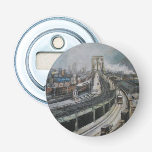 Vintage Brooklyn Bridge New York City cityscape Button Flesopener