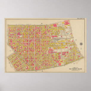 Vintage Brooklyn Kaart George Washington Bromley Poster