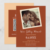 Vintage Brown and Cream Retro Photo Wedding Kaart (Voorkant / Achterkant)