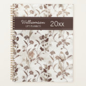 Vintage Brown and White Floral  Planner (Voorkant)