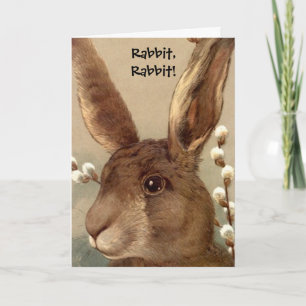 Vintage Brown Bunny Rabbit Rabbit Good Luck Card Kaart