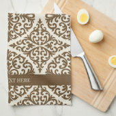 Vintage Brown Damask Heirloom Theedoek (Quarter Fold)