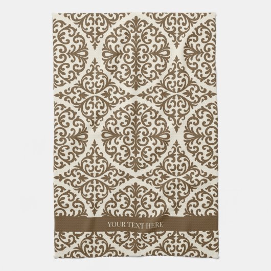Vintage Brown Damask Heirloom Theedoek (Verticaal)