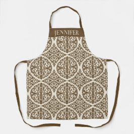 Vintage Brown Damask Kitchen Design Schort