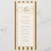 Vintage Brown & Ivory Stripes Classic Wedding Menu (Voorkant)