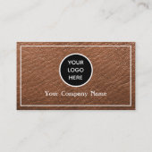 Vintage Brown Leather Logo Company Texture Visitekaartje (Achterkant)