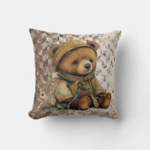 Vintage Brown Teddy Bear Kussen (Voorkant)
