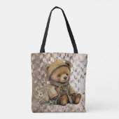 Vintage Brown Teddy Bear Tote Bag (Achterkant)