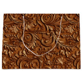 Vintage Brown tooled leather  Groot Cadeauzakje (Voorkant)