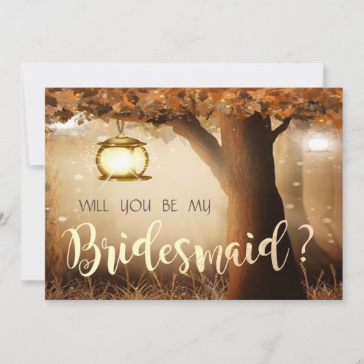 Vintage Bruidsmeisje kaart met boom (Voorkant)