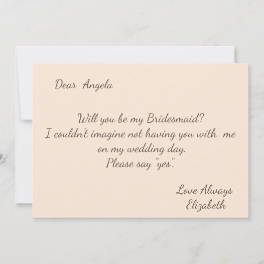 Vintage Bruidsmeisje kaart van een boom (Achterkant)