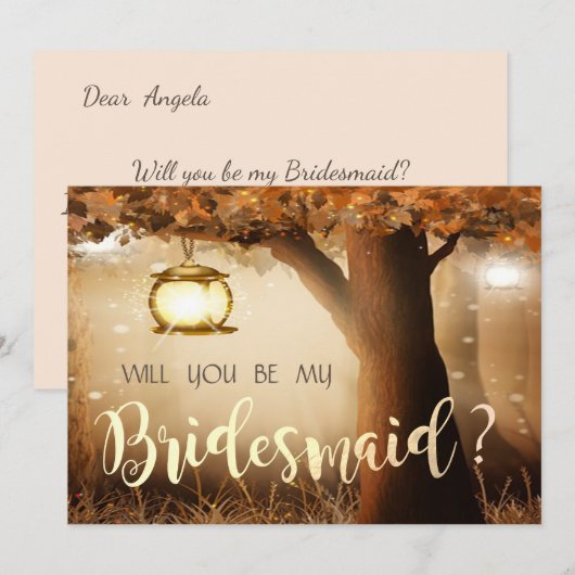 Vintage Bruidsmeisje kaart van een boom (Voorkant / Achterkant)