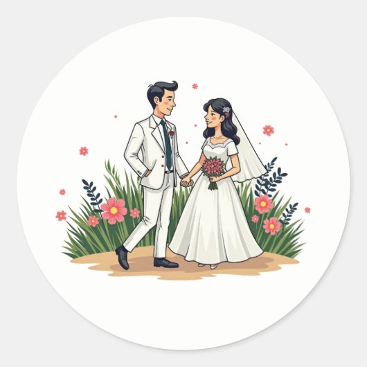 Vintage bruidspaar Sticker (Voorkant)