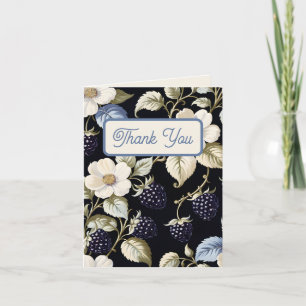 Vintage Bruidssalon met Zwarte Bramen Botanical Bedankkaart
