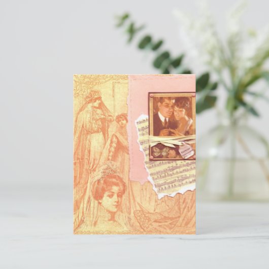 Vintage bruiloft 1920 briefkaart (Staand voorkant)
